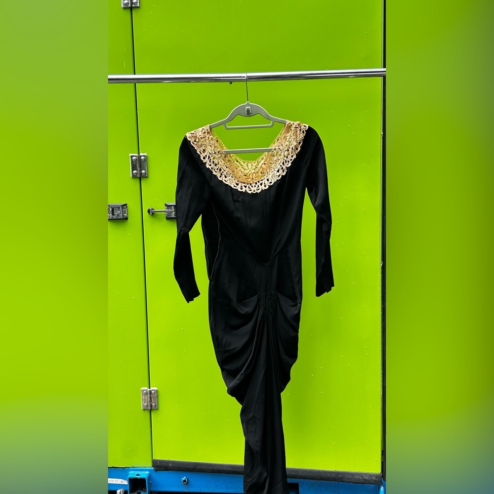 Black Vintage Dress with Ruching